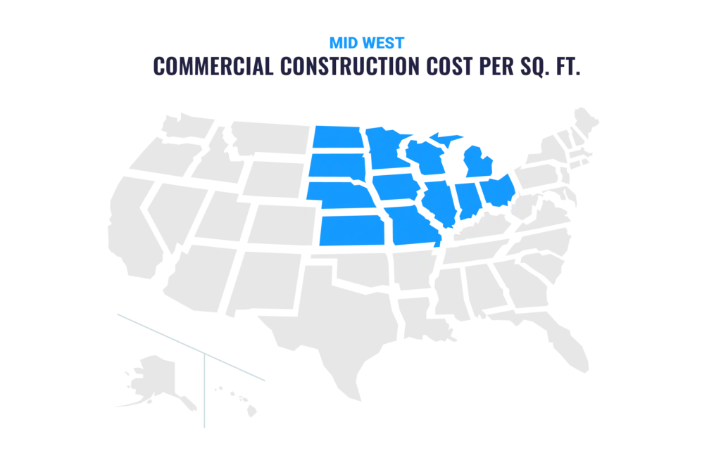 Graphic of Commercial Construction Cost per Square Foot in the Midwest US